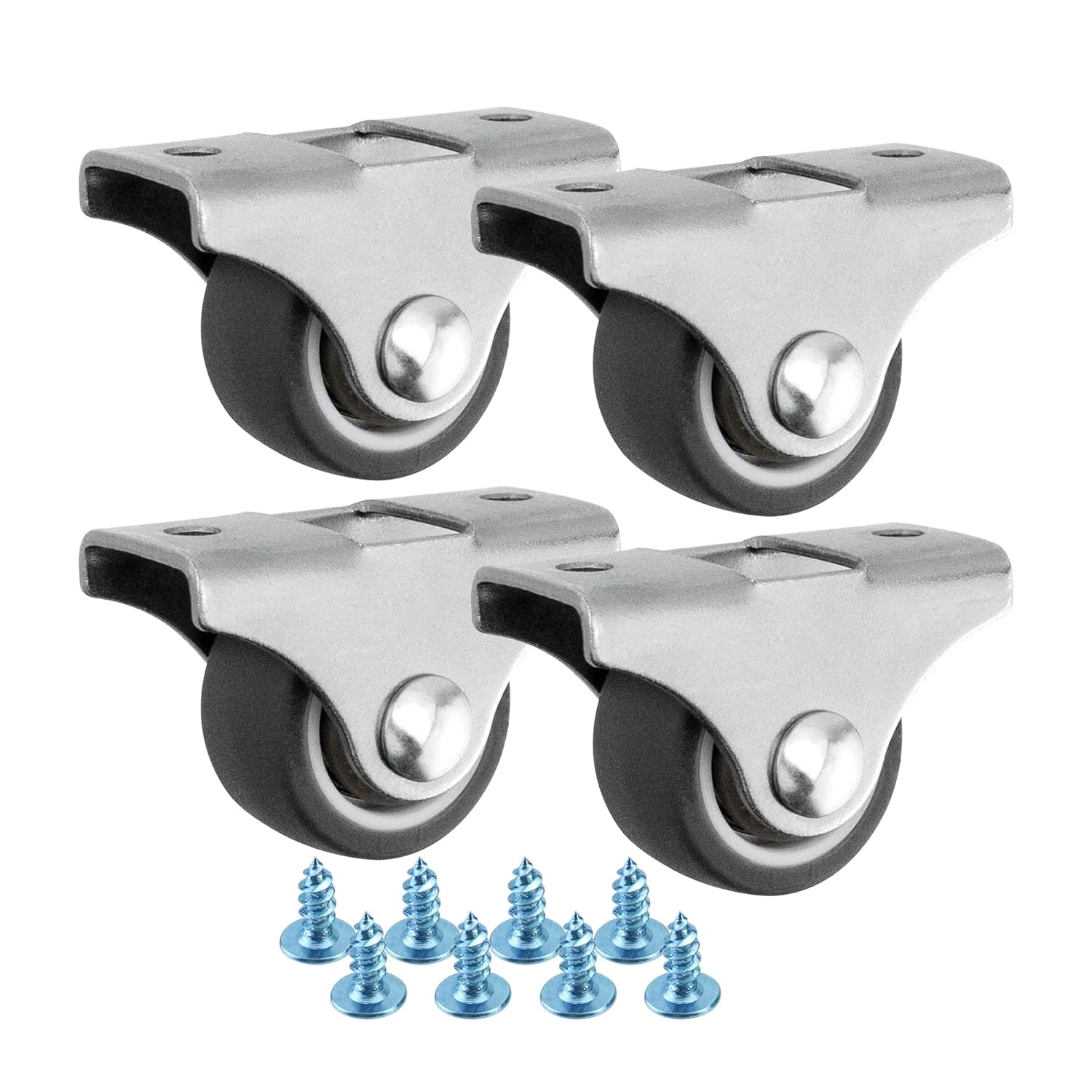 Zestaw 4 Kółek Stałych do Mebli - 25 mm x 29 mm - Kółka z TPR - Mocowanie Kierunkowe - Kółka Niepozostawiające Śladów na Delikatnych Podłogach