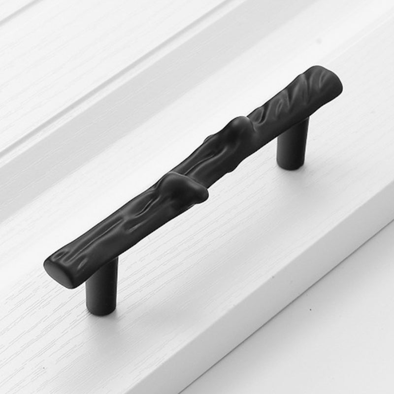 Zestaw 4 uchwytów meblowych w kształcie gałęzi - czarny, do szuflad, ze stopu cynku, wymiary 106*25 mm
