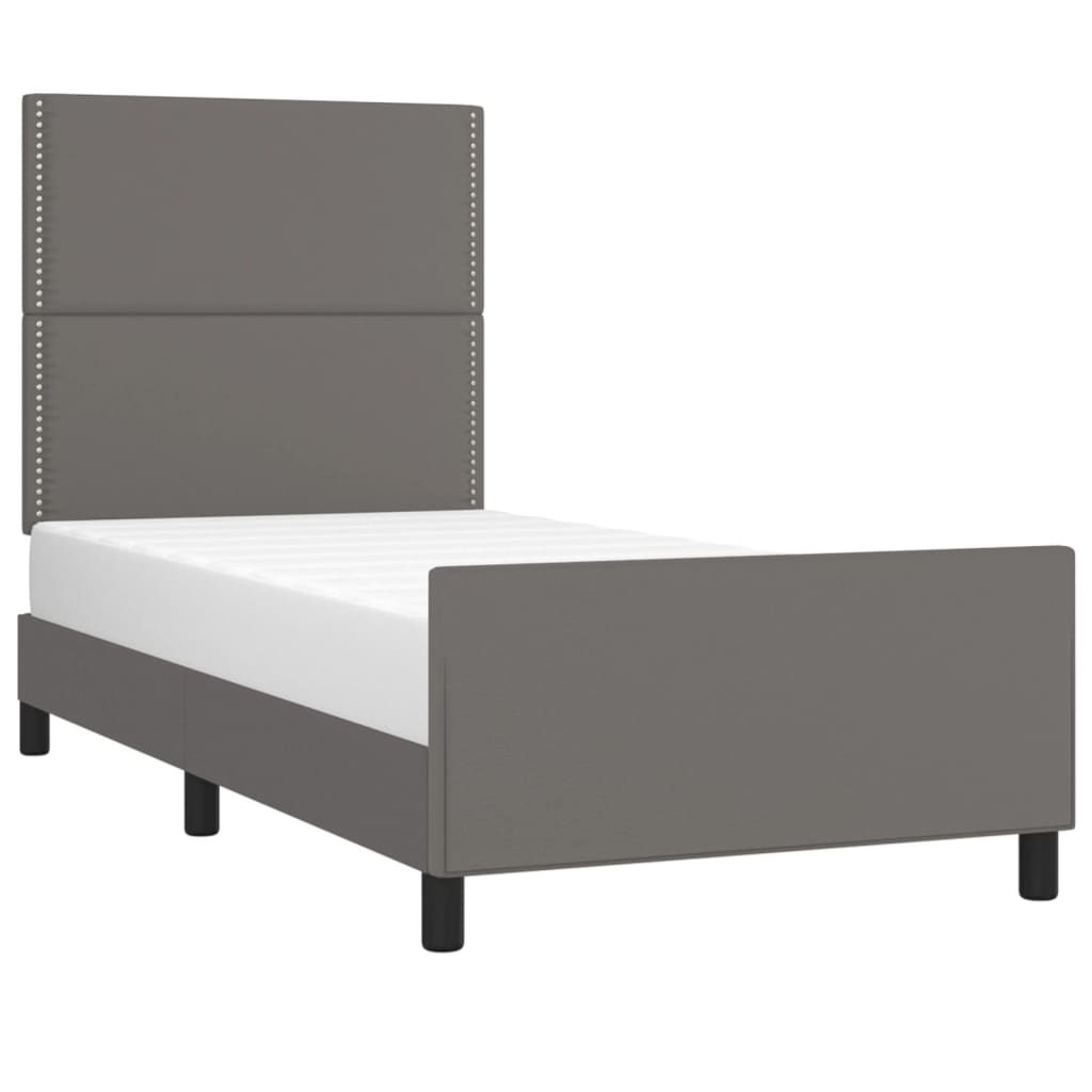 Cadre de lit sans matelas gris 100 x 200 cm similicuir - 3