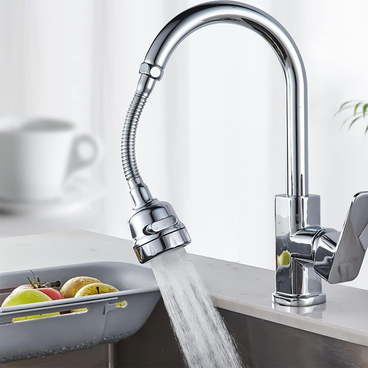 Akcesorium Aerator do Baterii Kuchennej - Obrót 360°, Przedłużka Ze Stali Nierdzewnej Zapobiegająca Rozpryskiwaniu, Oszczędność Wody, Łatwa Instalacja