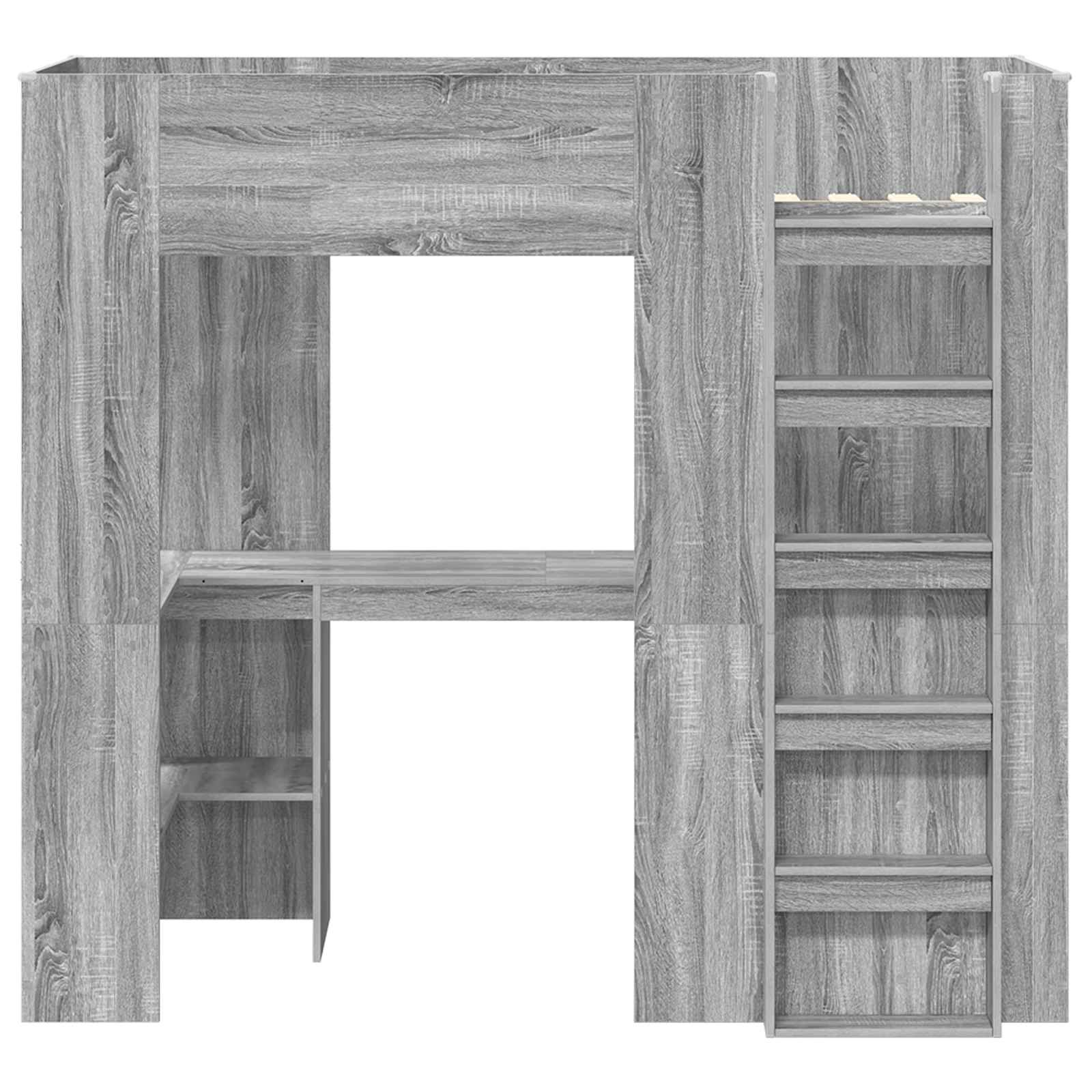 Cadre de lit superposé avec bureau, gris, pour la chambre, 75 × 190 cm - 5