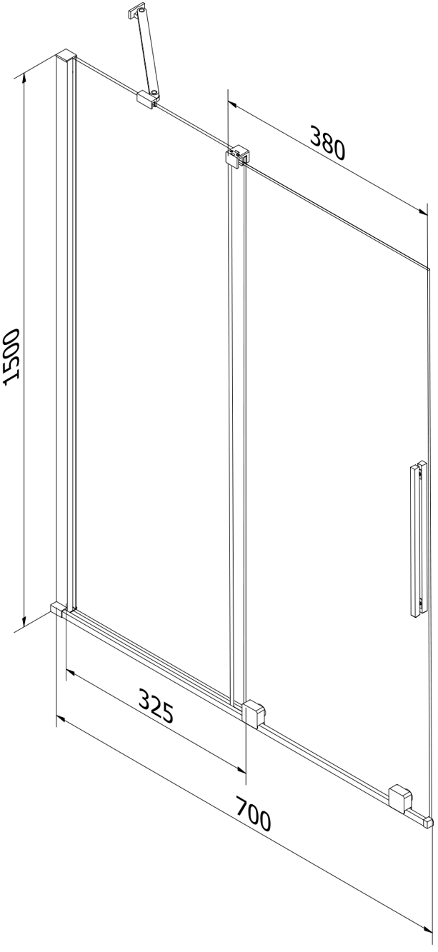 Mexen Velar parawan nawannowy 2-skrzydłowy rozsuwany 70 x 150 cm, grafit, nikiel szczotkowany - 896-070-000-41-97