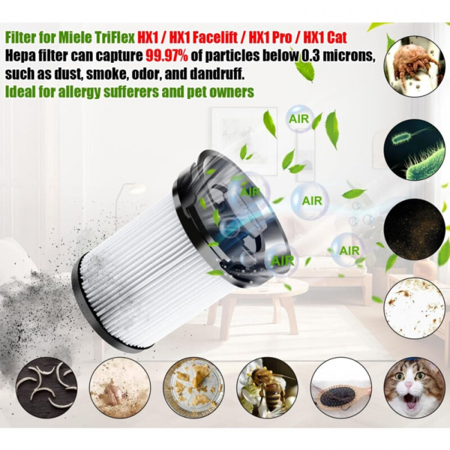2 filtres HX FSF, pièces de rechange pour aspirateurs Miele Triflex HX1 Facelift et HX2, filtre pour aspirateur - 2