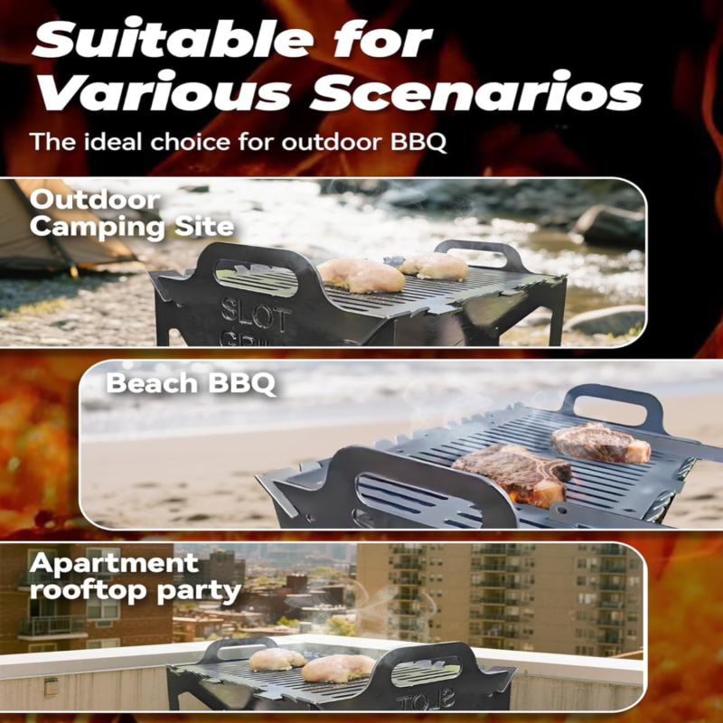 Barbecue pliable et portable (idéal pour le camping et les pique-niques), format compact 40 x 22,5 x 24 cm - 5
