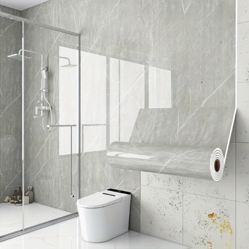 Azulejos autoadhesivos de pared con efecto mármol, 3 rollos, 40 cm x 3 m, para decoración de interiores, baños y cocinas. - 2