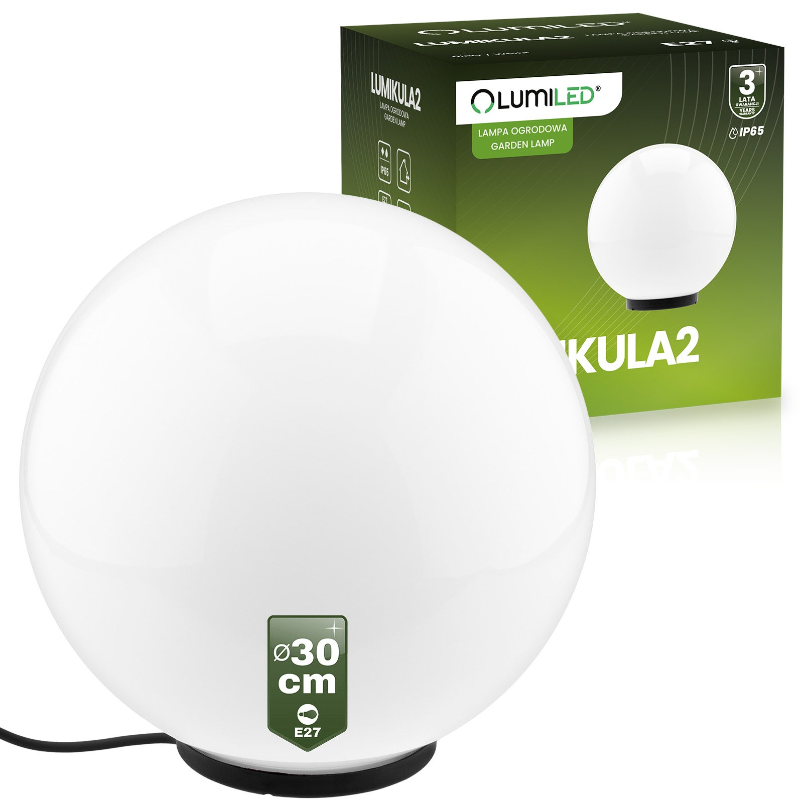 Lampa Ogrodowa Lumiled LED Oprawa Zewnętrzna Kula 30cm E27 IP65 1 szt.