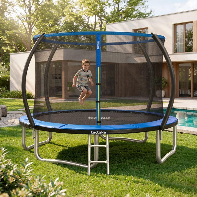 Trampolino diametro 305 cm nero/blu con rete di sicurezza TECTAKE