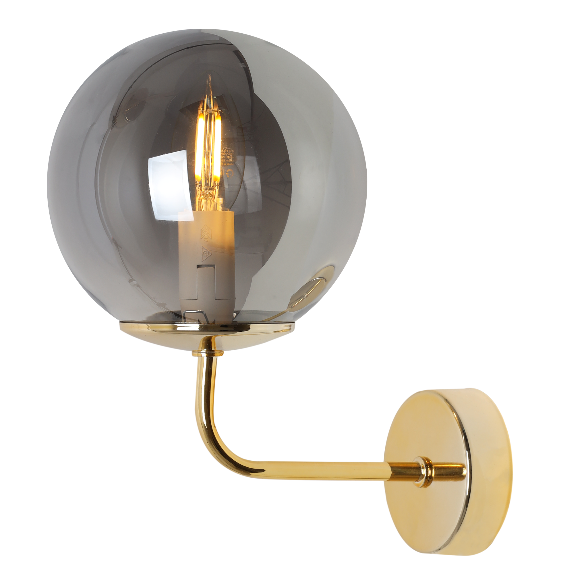 Lampa kinkiet ścienny Siena glamour 1xE14 klosz kula szklana złoty/grafit Light Home LH - 5