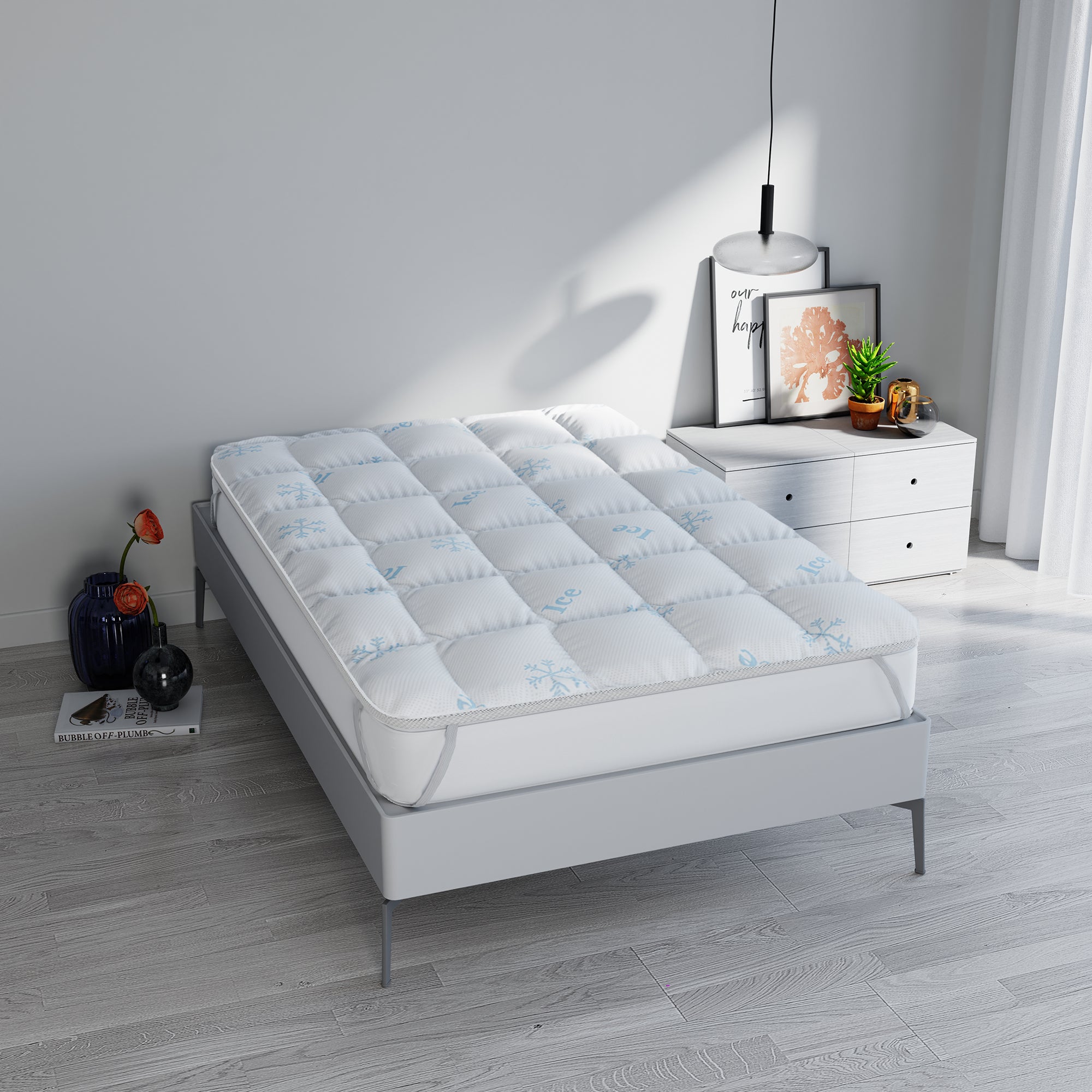 SUR-MATELAS ICE RÉFRIGÉRANT/CHAUFFANT AVEC ÉLASTIQUE, SOUFFLET 3 CM, 1 PLACE 80x195 cm - 4