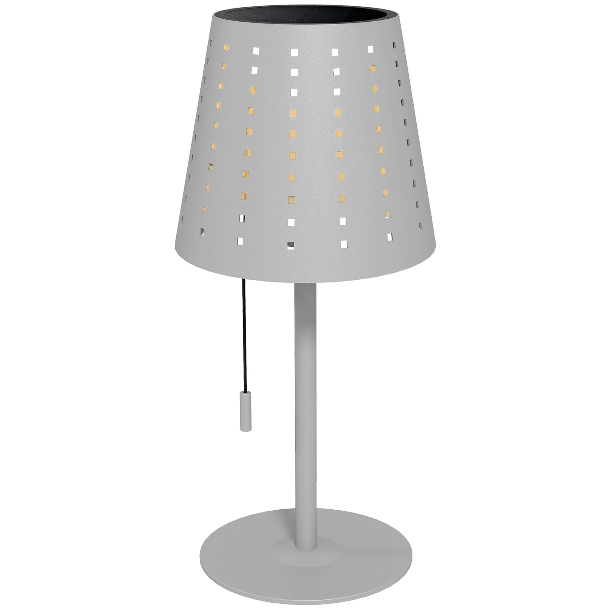 Ściemnialna lampa stołowa LED zasilana energią słoneczną, zewnętrzna, akumulatorowa, wodoodporna IP44, przenośna, jasnoszara do ogrodu i na taras