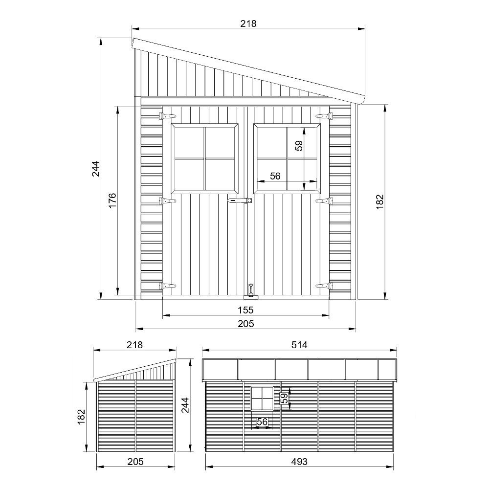 Cobertizo de madera para jardín CON PARED LATERAL – H244x216x514 cm/10.2m2 Cobertizo de madera natural - Taller de Jardín - TIMBELA M341A - 6