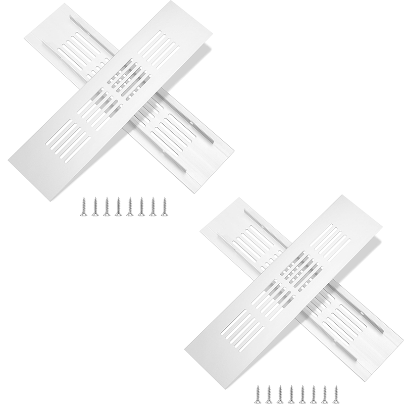 Kratka wentylacyjna aluminiowa z wkrętami do wentylacji szafek i pomieszczeń, 20 x 5 cm, srebrna, 4 sztuki