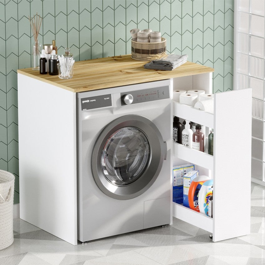 Mueble para lavadora y secadora extraíble con 3 estantes Wavers - 6