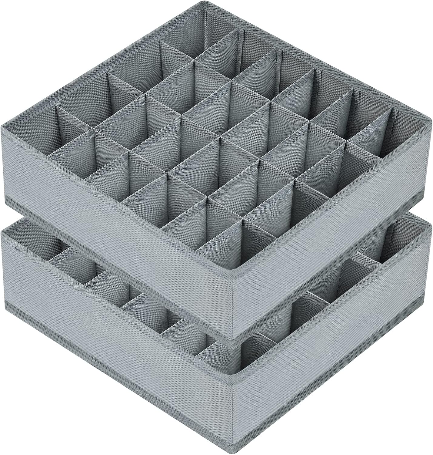 Szare pudełko do przechowywania skarpetek, 30*30*9cm, zestaw 2 sztuk, 24 przegródki.