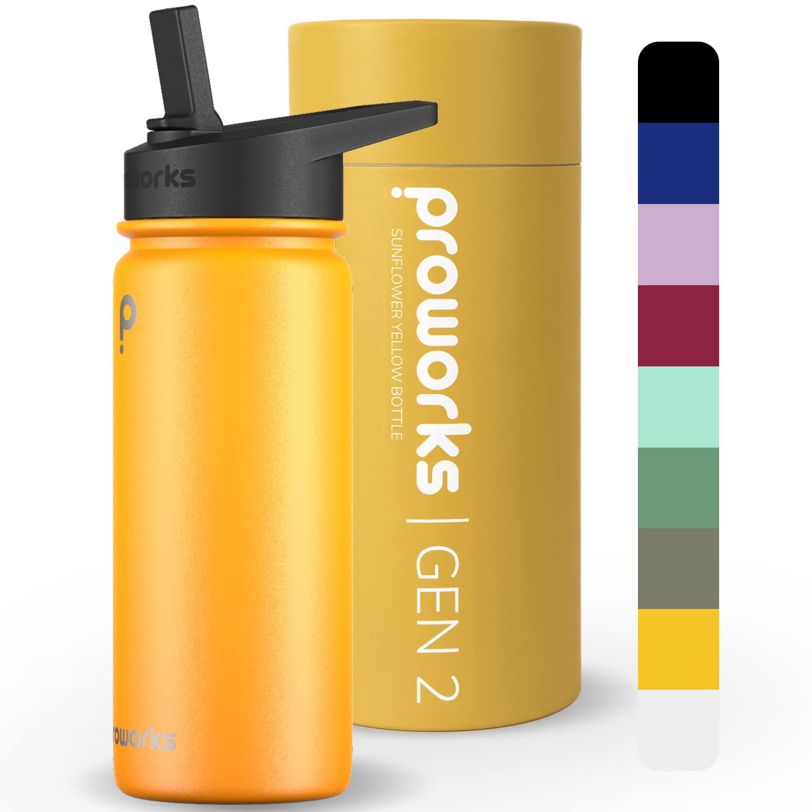 Borraccia Termica PROWORKS 1L - Acciaio Inox, Mantiene Freddo 24h E Caldo 12h, Con Cannuccia, Bianco - Foto 8