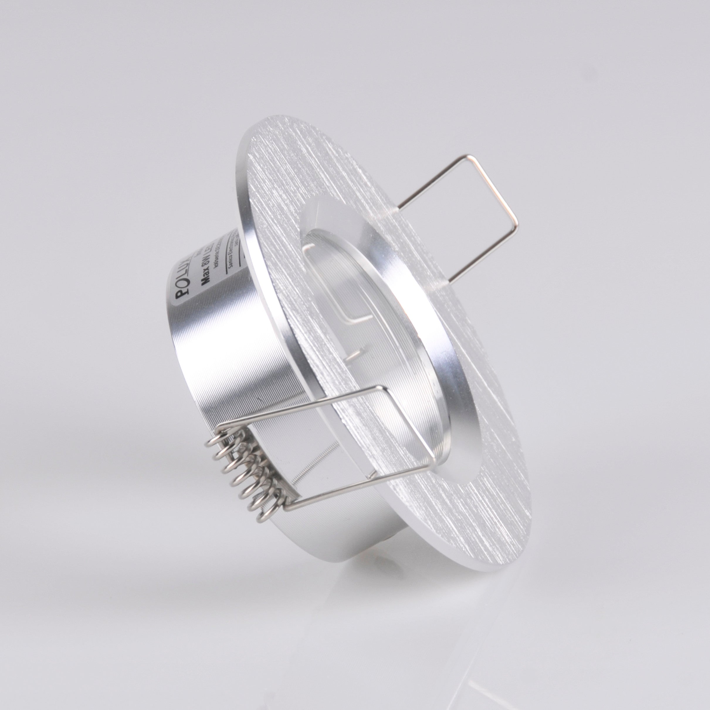 Oprawa sufitowa wpuszczana podtynkowa Boras srebrny szczotkowany 1xMR16x8W okrągła IP44 wym: 4 x 8 x 8 cm aluminium Polux - 3