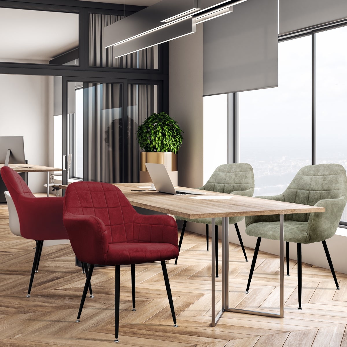 Lot De 8 Chaises Design Velours Noir Et Bordeaux – Salle à Manger Ou Cuisine – Bestpriceparts