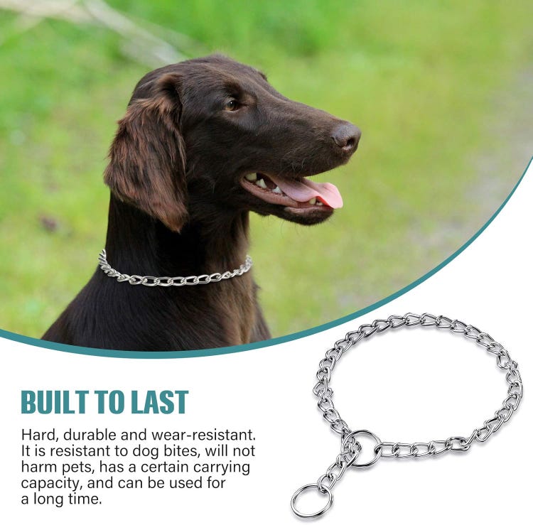 Coleira de metal para cães, coleira de corrente para cães, coleira de aço para cães, coleira antiderrapante para passeios e treinamento. - 4