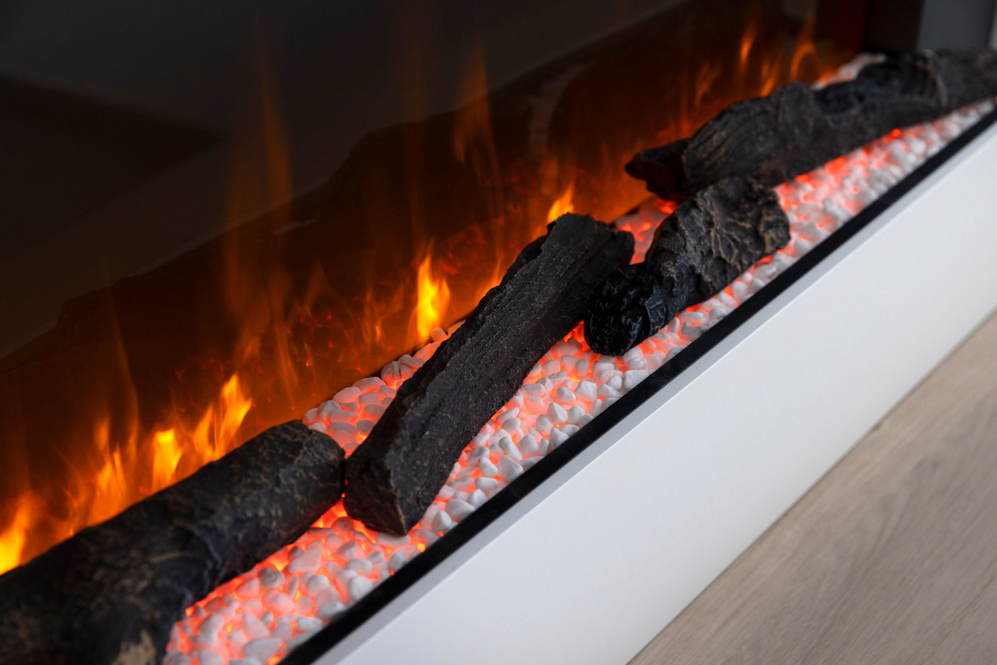DUPI Chimenea Eléctrica Nero Pro SENZIA | 3 en 1 con Calefacción | 12 Colores Llama | APP Tuya-Smart Life-Alexa | Blanco/Madera | 134x58x21cm - 7