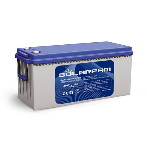 Batería solar 12v 200ah solarfam plomo-carbono ciclo profundo alta capacidad para sistemas solares y respaldo