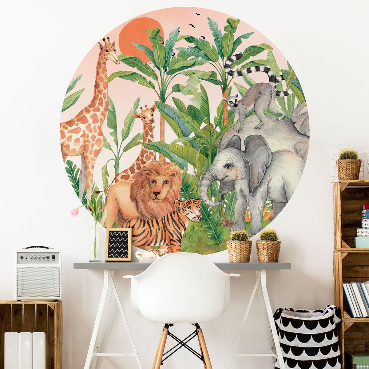 Papel pintado prepegado - animales en la selva - adhesivo de pared - revestimiento sticker mural decorativo - xl-h120xl120cm