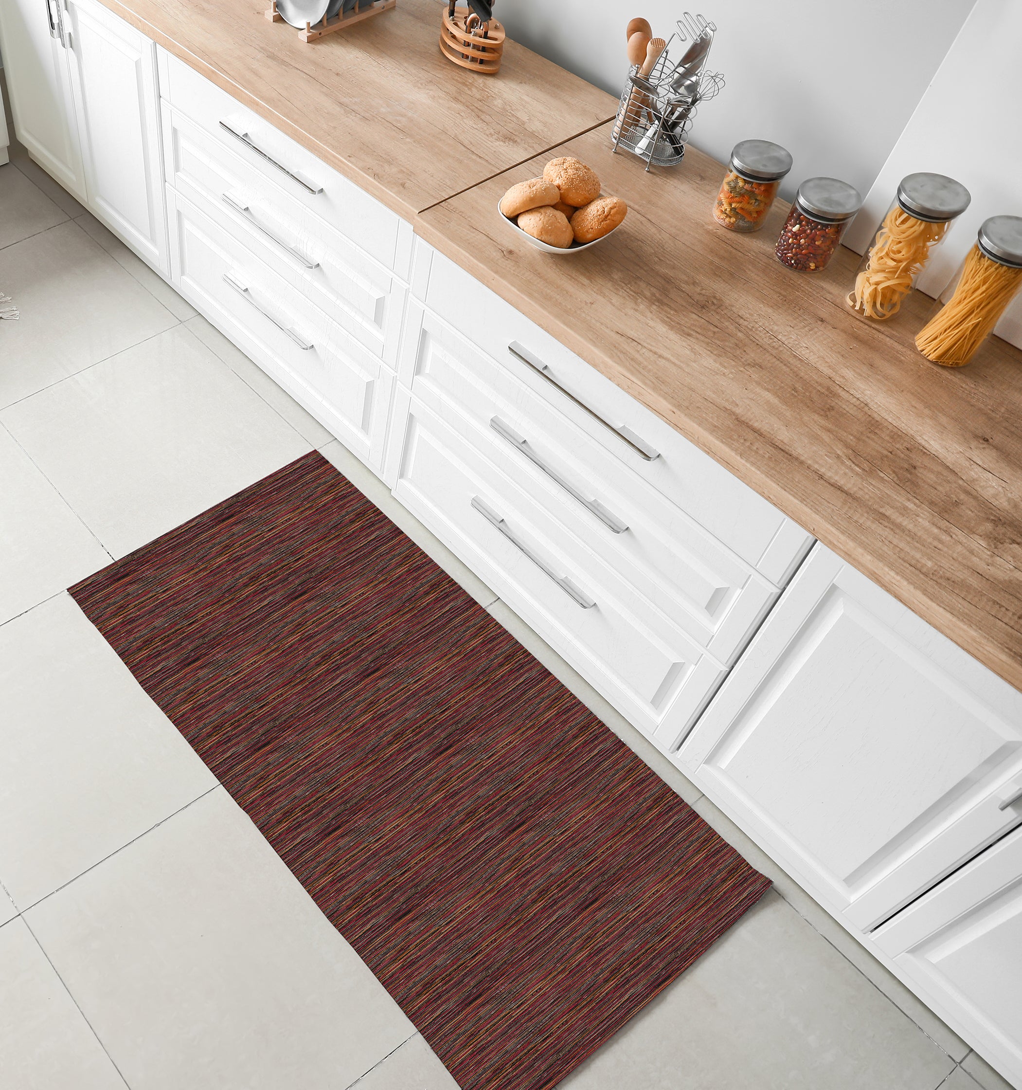 Tapis couloir résiné modèle Ambiance bordeaux vendu au mètre antitache lavable résistant largeur 67 cm idéal cuisine ou couloir - 2
