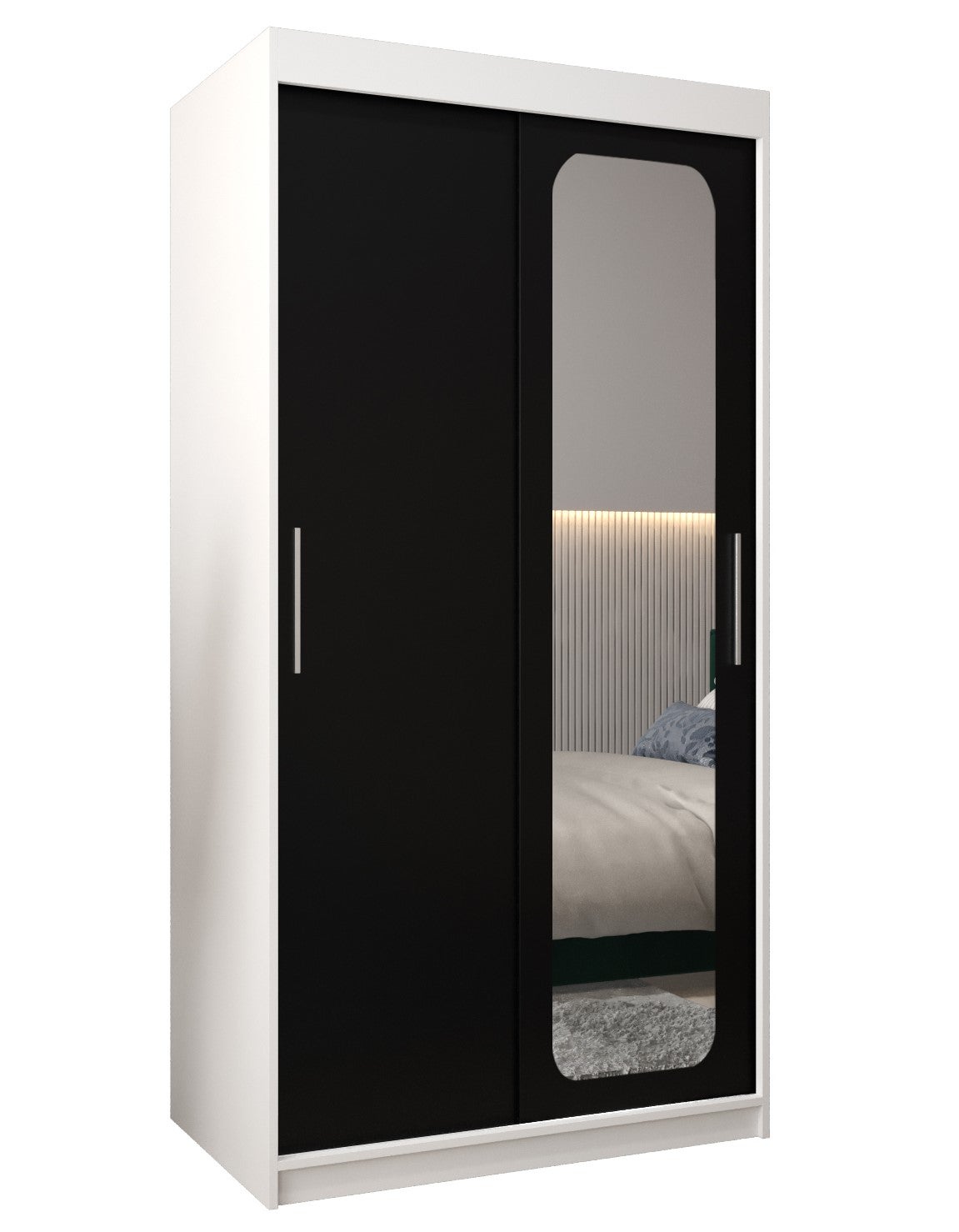 Szafa przesuwna garderoba PROMO T2 100 x 62 x 200 cm Biały + Czarny - Abiks Meble