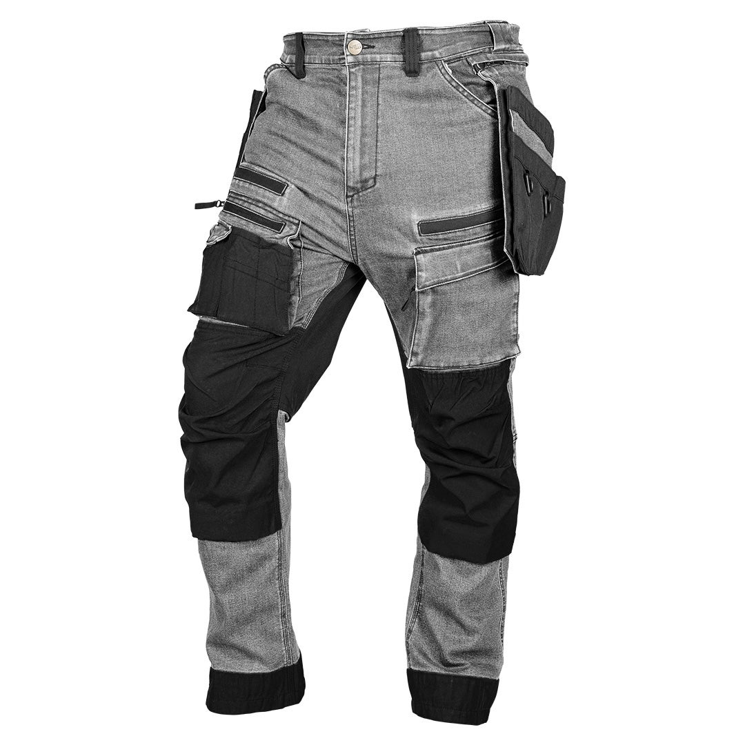 Spodnie robocze DENIM, wzmocnienia Cordura, odpinane kieszenie kaburowe, szare, r. M NEO TOOLS