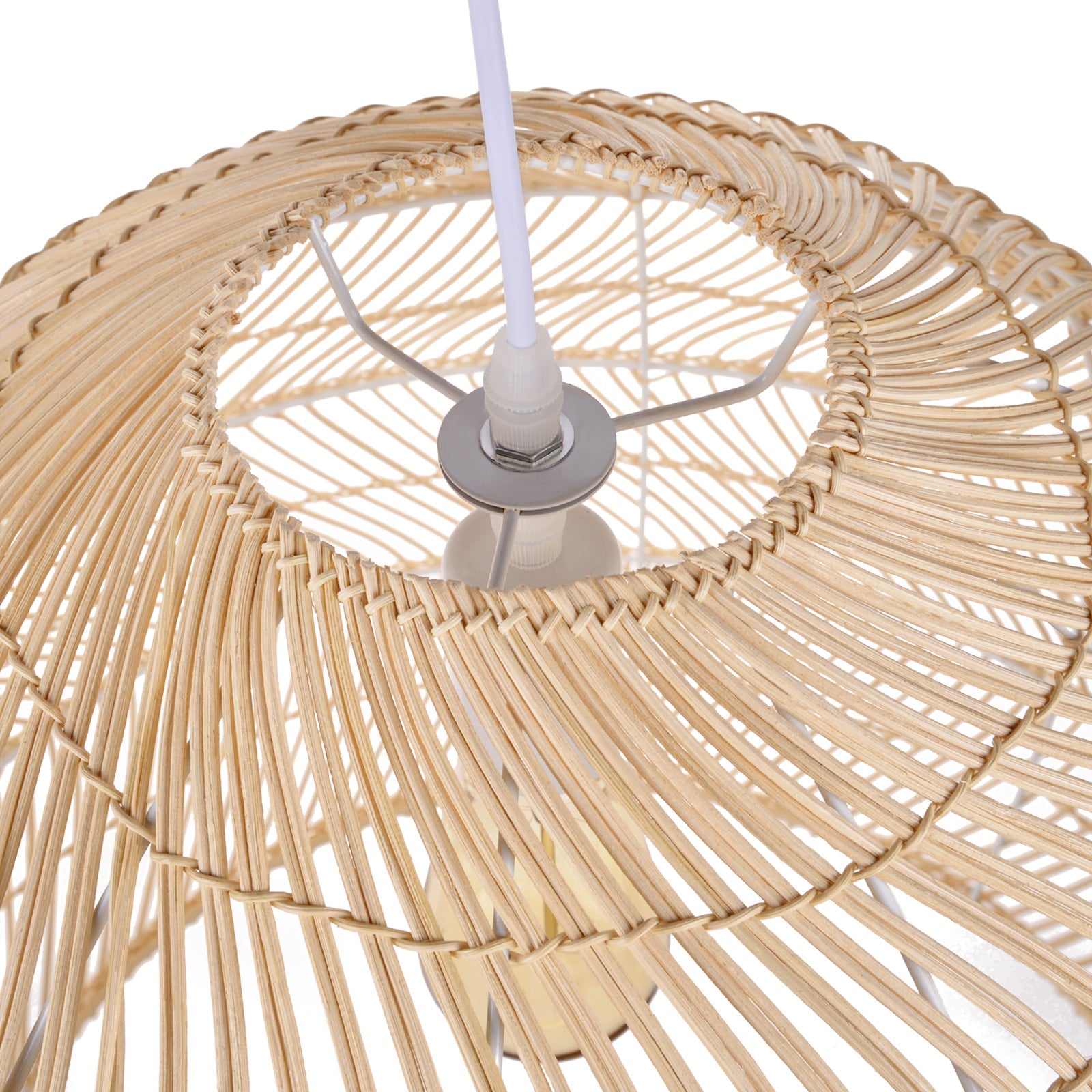 Lampe suspendue en rotin E26, dôme d'éclairage naturel tissé à la main, pour cuisine et ferme D50 cm x H50 cm - 4