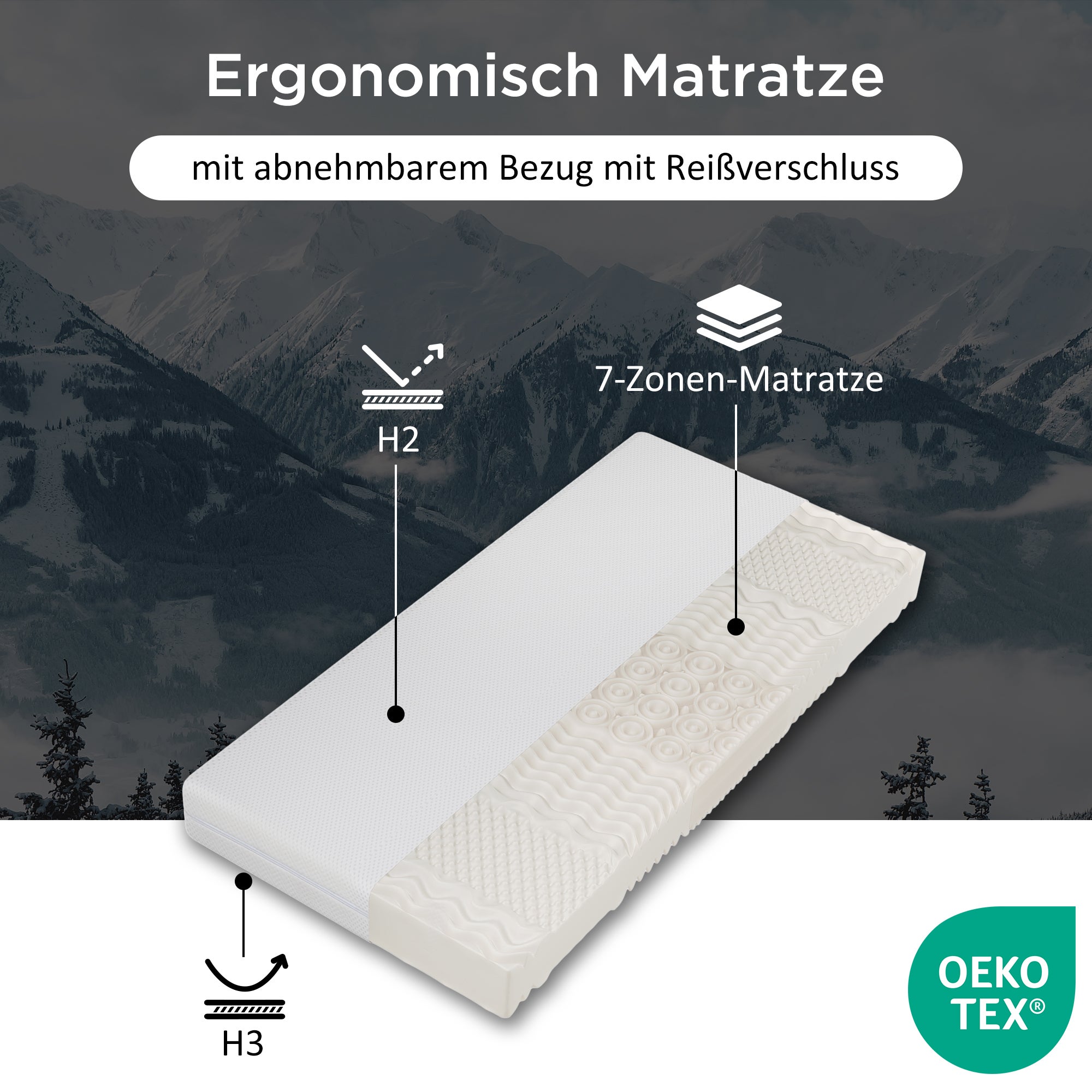 Matelas 90 x 200 cm mousse 7 zones de confort ép.20cm - Merax - 6