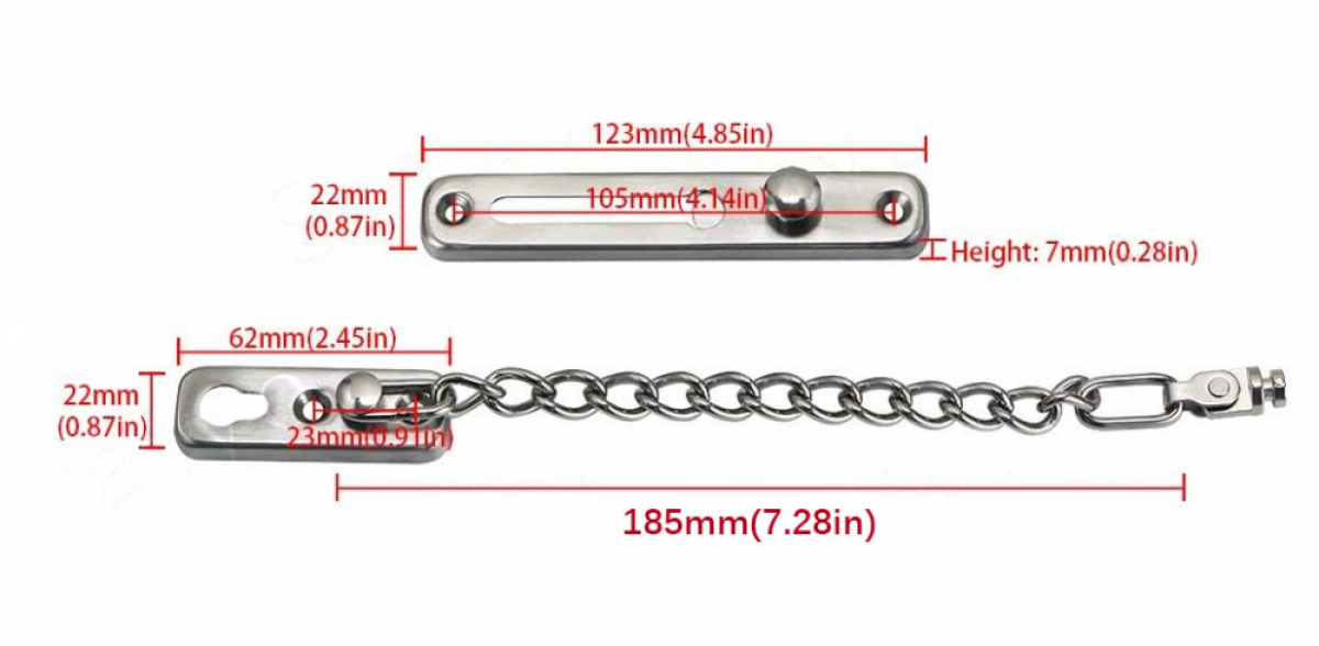 Catena Porta Acciaio Inossidabile,2 Pezzi Sicurezza Di Porta Catena Con Viti Antifurto,Catena Per Porta Di Sicurezza,Catena Per Porta Anteriore,Blocco Catena Porta - 6