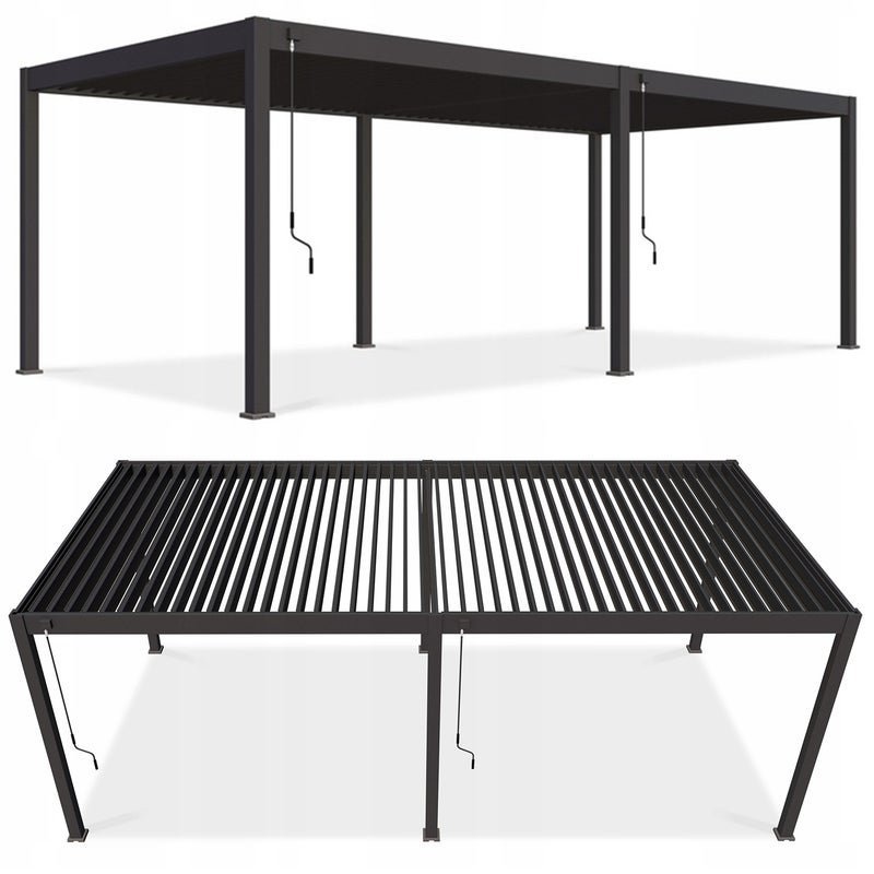 Pergola Tarasowa Gutroof Ogrodowa Duża 3,6x7,2 Deluxe Antracytowa Podwójna Dachem 1 szt