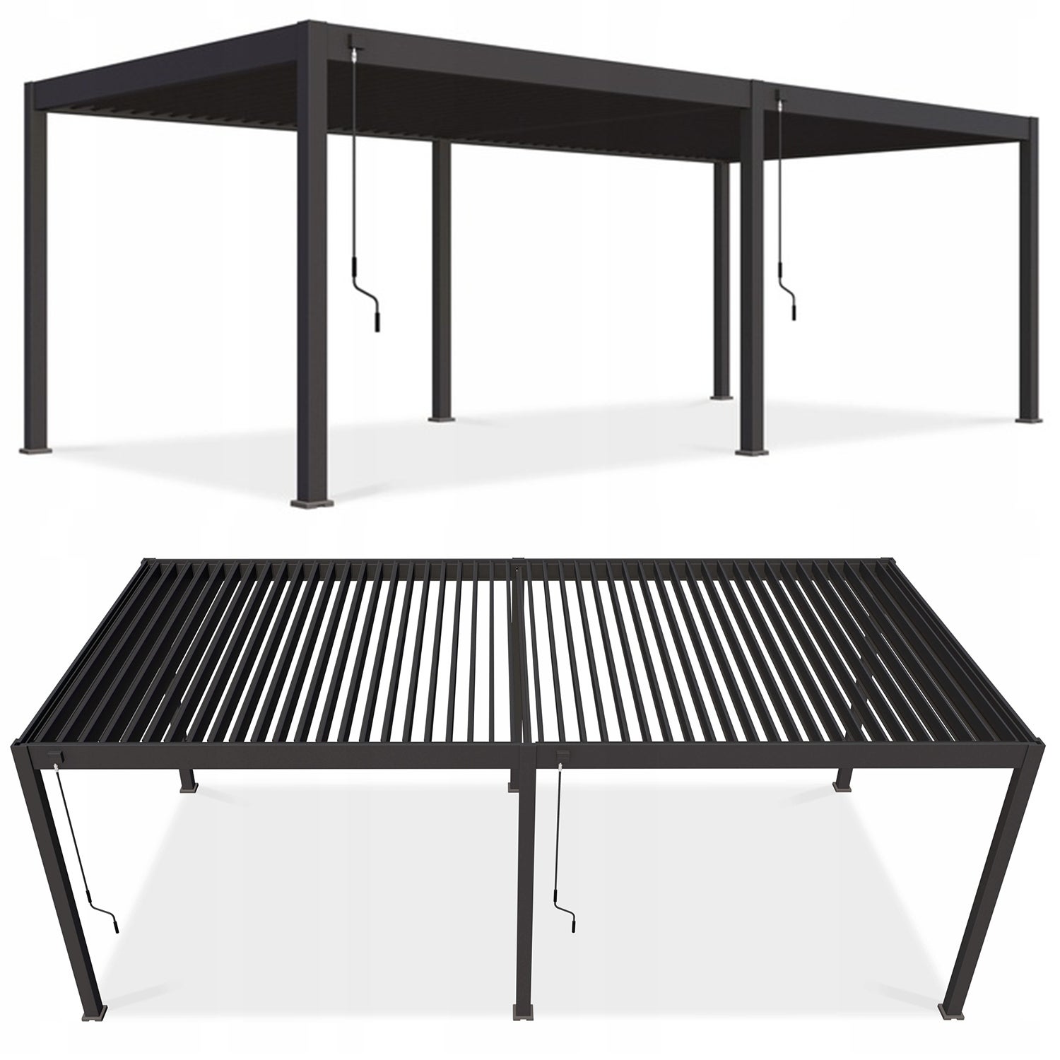 Pergola Tarasowa Gutroof Ogrodowa Duża 3,6x7,2 Deluxe Antracytowa Podwójna Dachem 1 szt