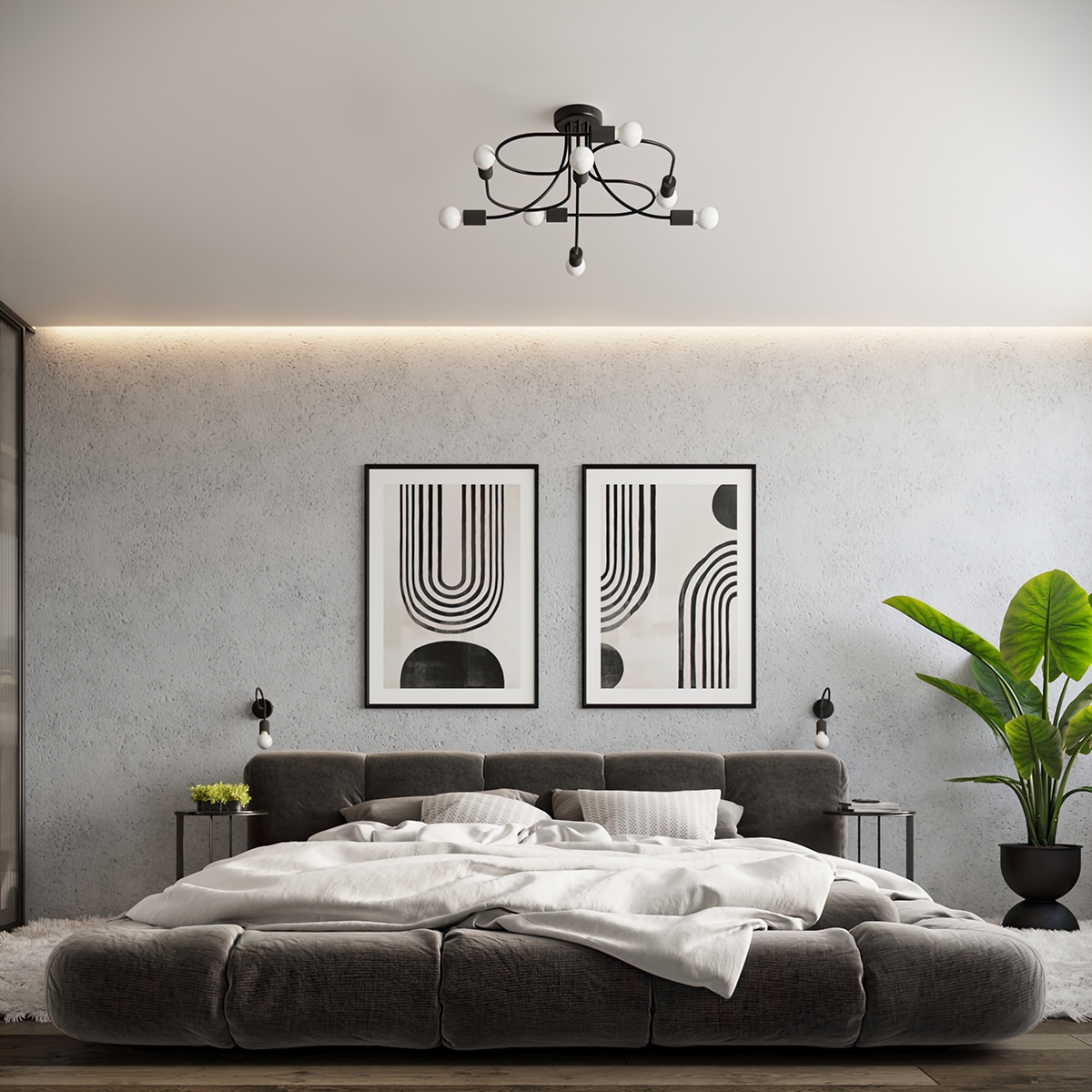 Żyrandol VARILEX 6 czarny LED 3000K - 69x66x29cm Sollux - 5