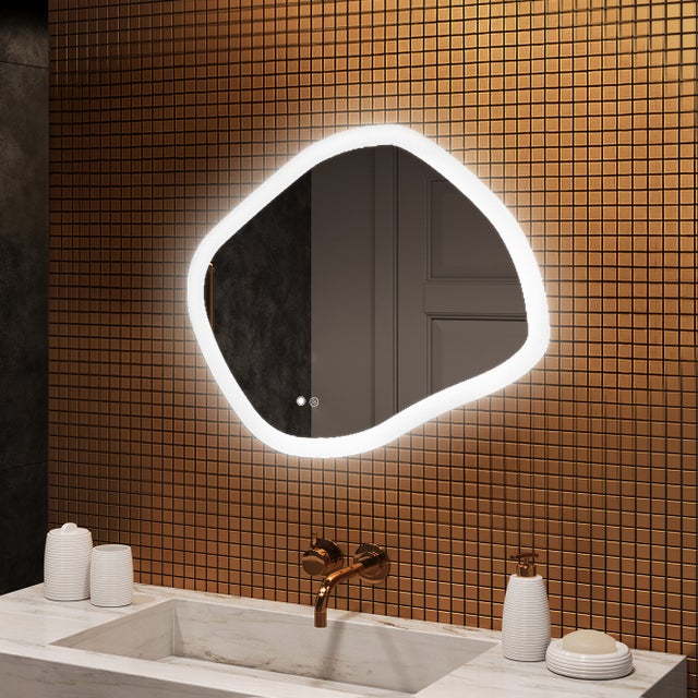 Espelho casa de banho LED forme irrégulière 84x74 cm ARTFORMA – retroiluminado, tátil, antiembaciamento, luminoso