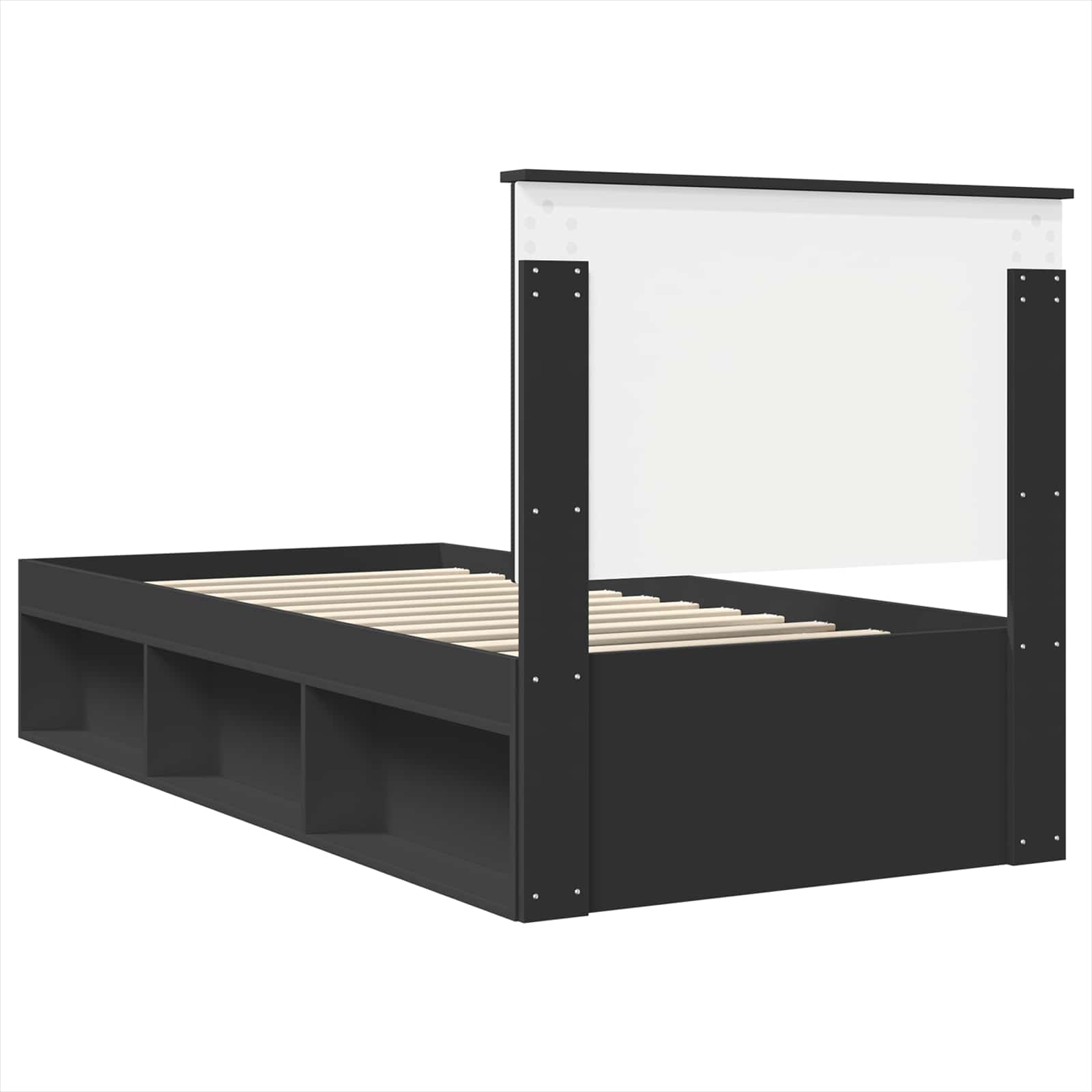 Cadre de lit noir en bois de pin massif, pour la chambre, 90 × 200 cm - 9