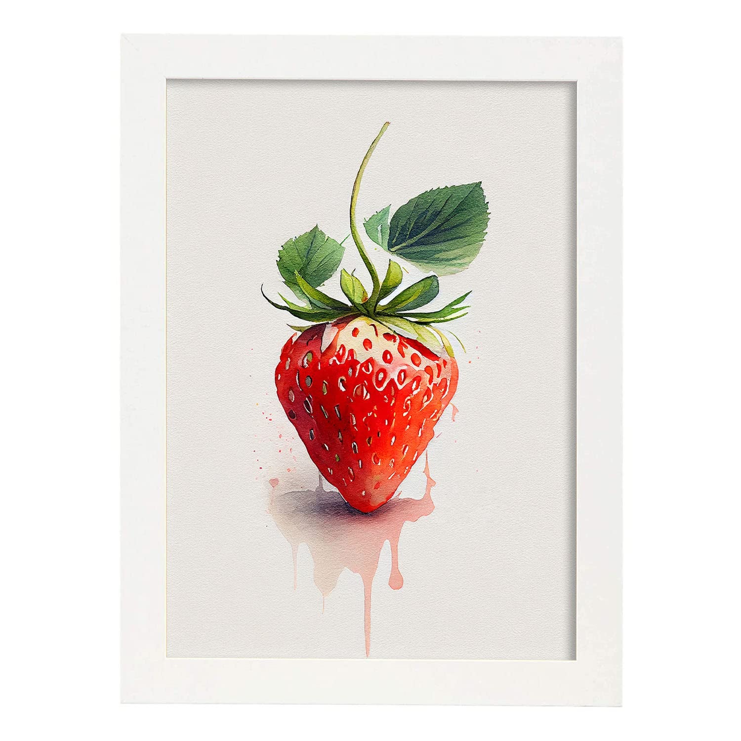 Nacnic poster de fresa a todo color ilustraciones de frutas verduras y comida sana en estilo acuarela diseño moderno y modelo 1 a3 con marco blancos