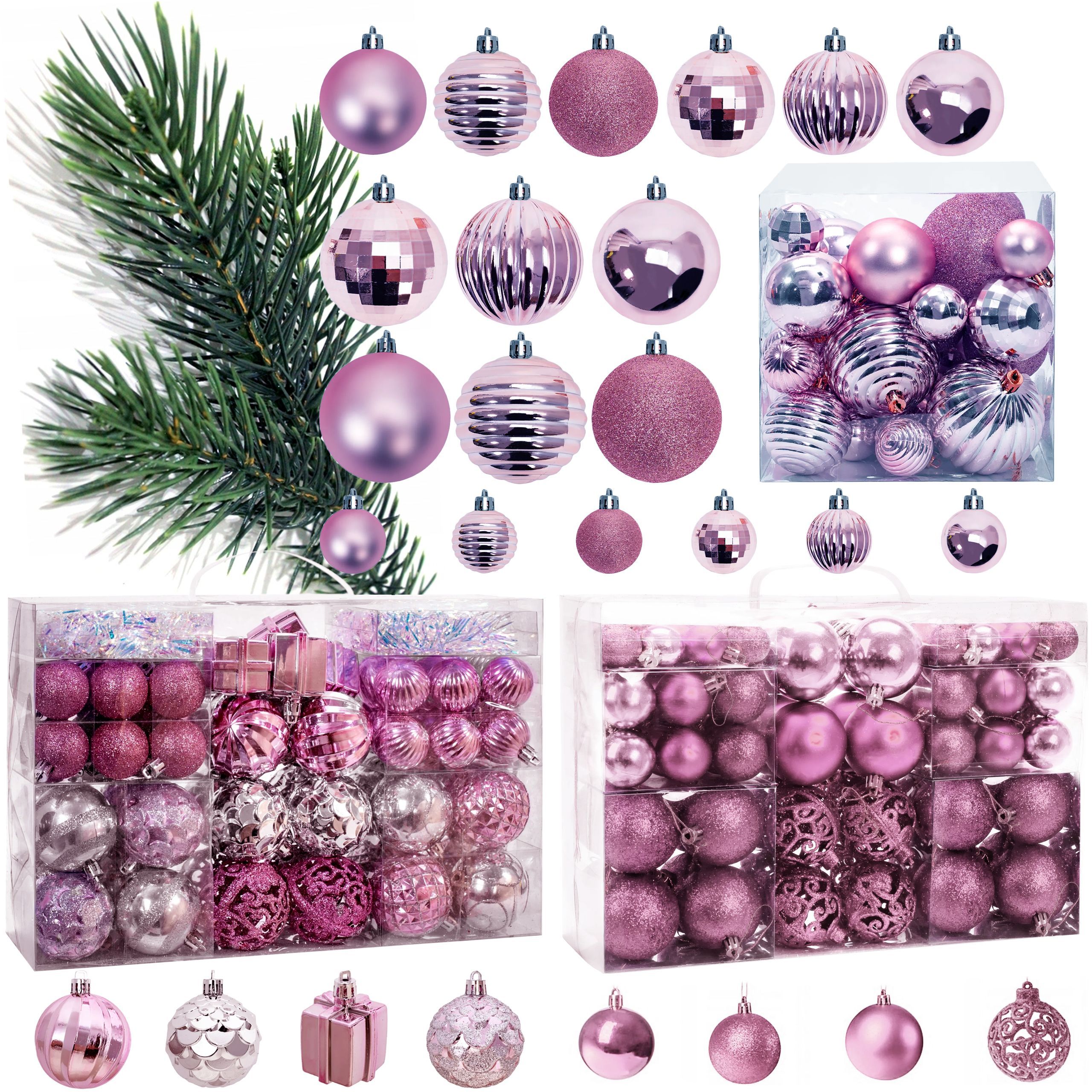 SET DE ADORNOS PARA EL ÁRBOL DE NAVIDAD 208SZT PINK Leroy Merlin
