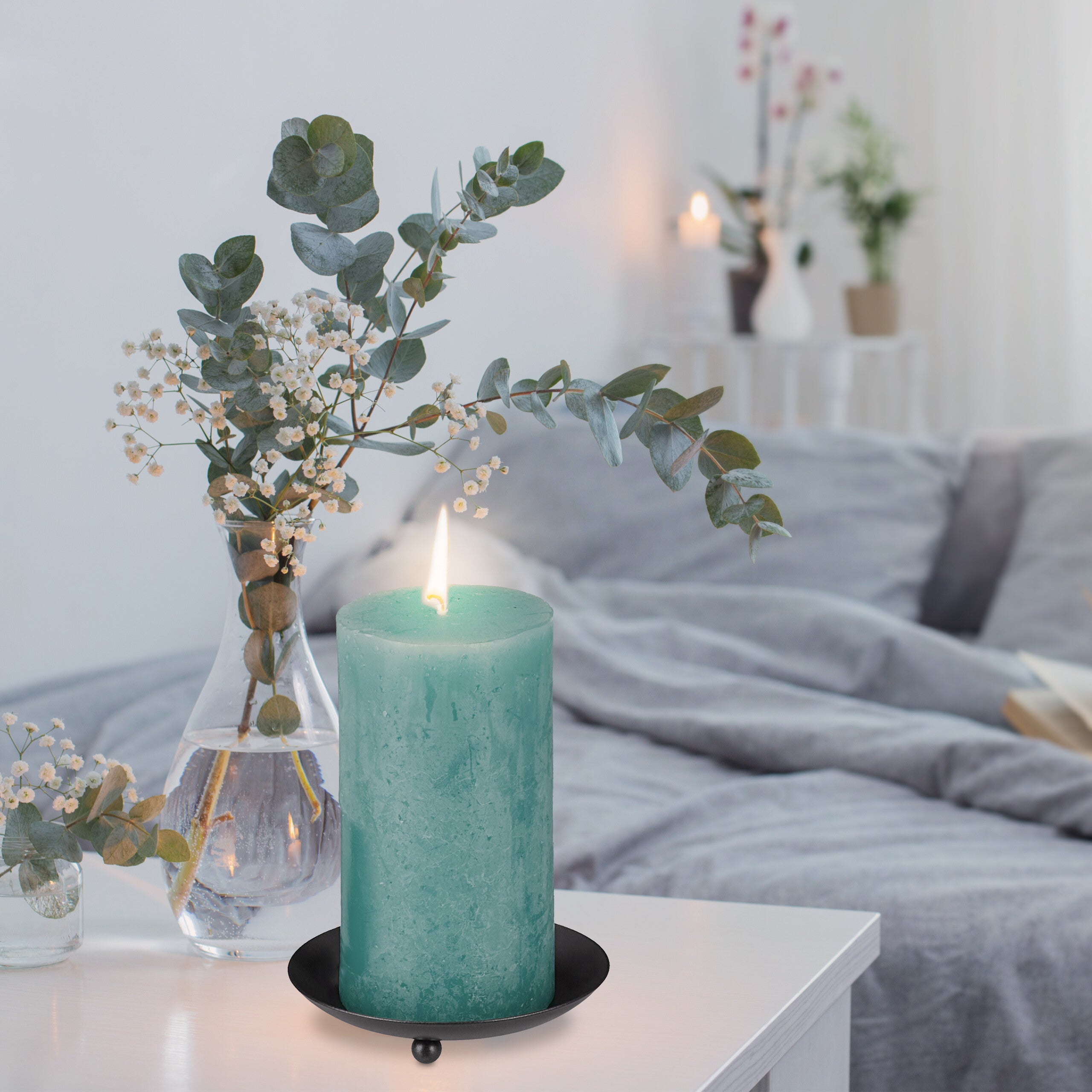 Décoration Table Noël 8pcs Bougeoirs Ronds Métal Pour Couronne Avent - Supports Bougie Piquet 4cm Noir Et Doré Bougeoir Rond Fer Avec Piquet