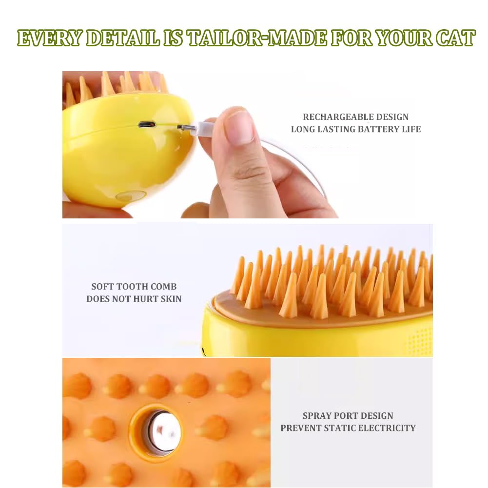 Paquete de 2 cepillos de vapor para perros y gatos, multifuncionales, autolimpiantes, 4 en 1, elimina el pelo enredado y masajea - 2