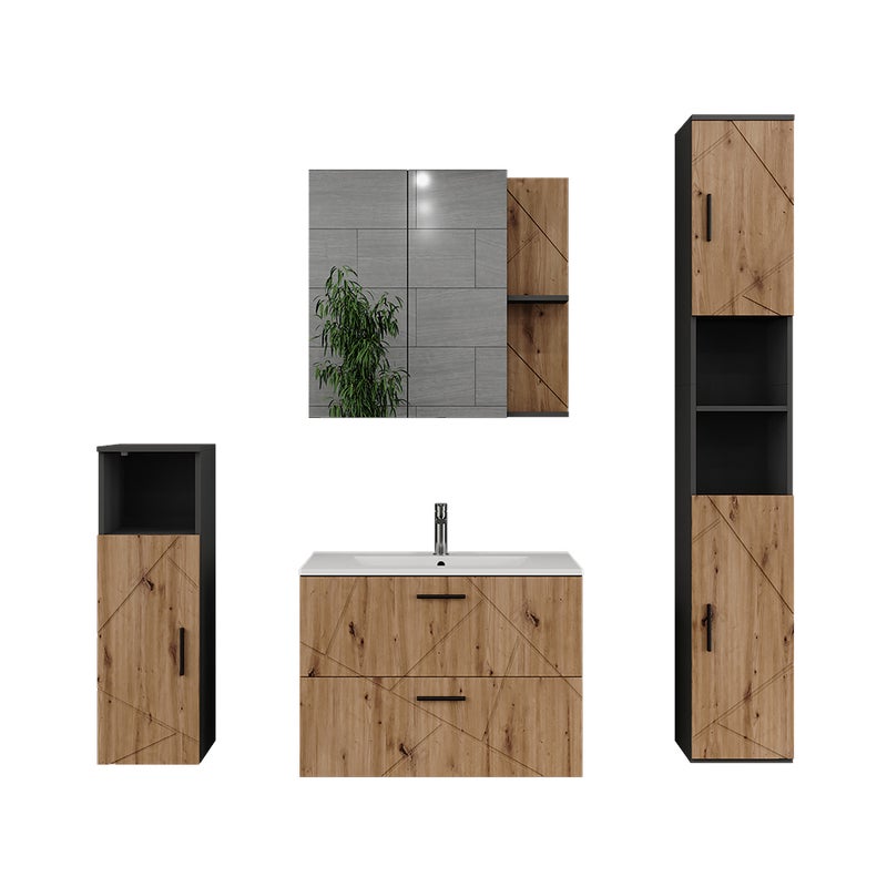 Vicco Zestaw mebli łazienkowych Irma, Antracyt/Artisan, 5 części