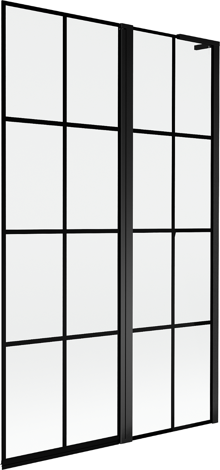 Mexen Mist L parawan nawannowy 2-skrzydłowy prawy 110 x 150 cm, czarna kratka, czarny - 8A9L-110-011-70-77-P