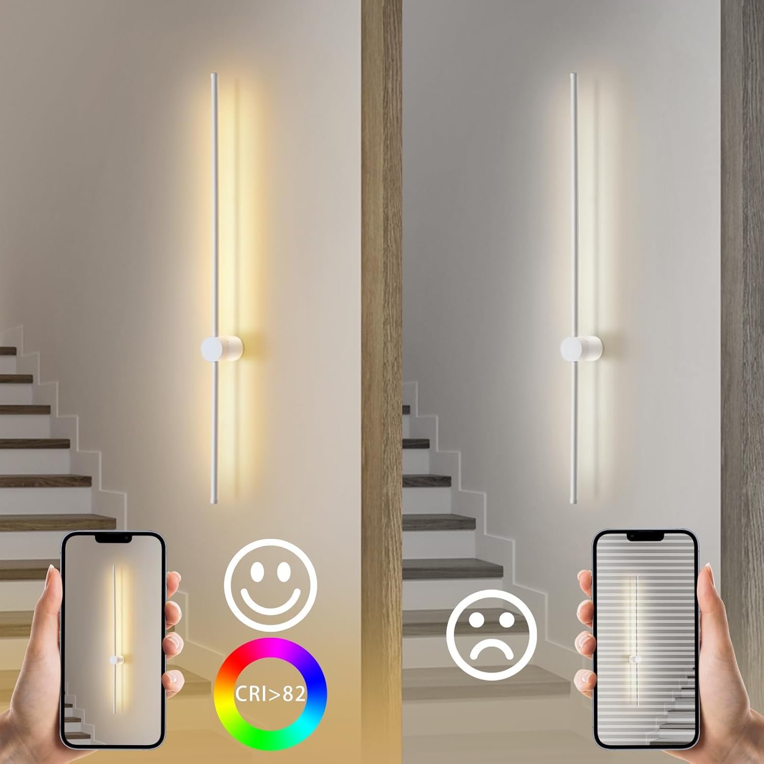 NETTLIFE Kinkiet wewnętrzny LED Kinkiet 60 cm Biały Nowoczesny design Lampa schodowa Ciepła biel 3000 K Obrotowa - 2