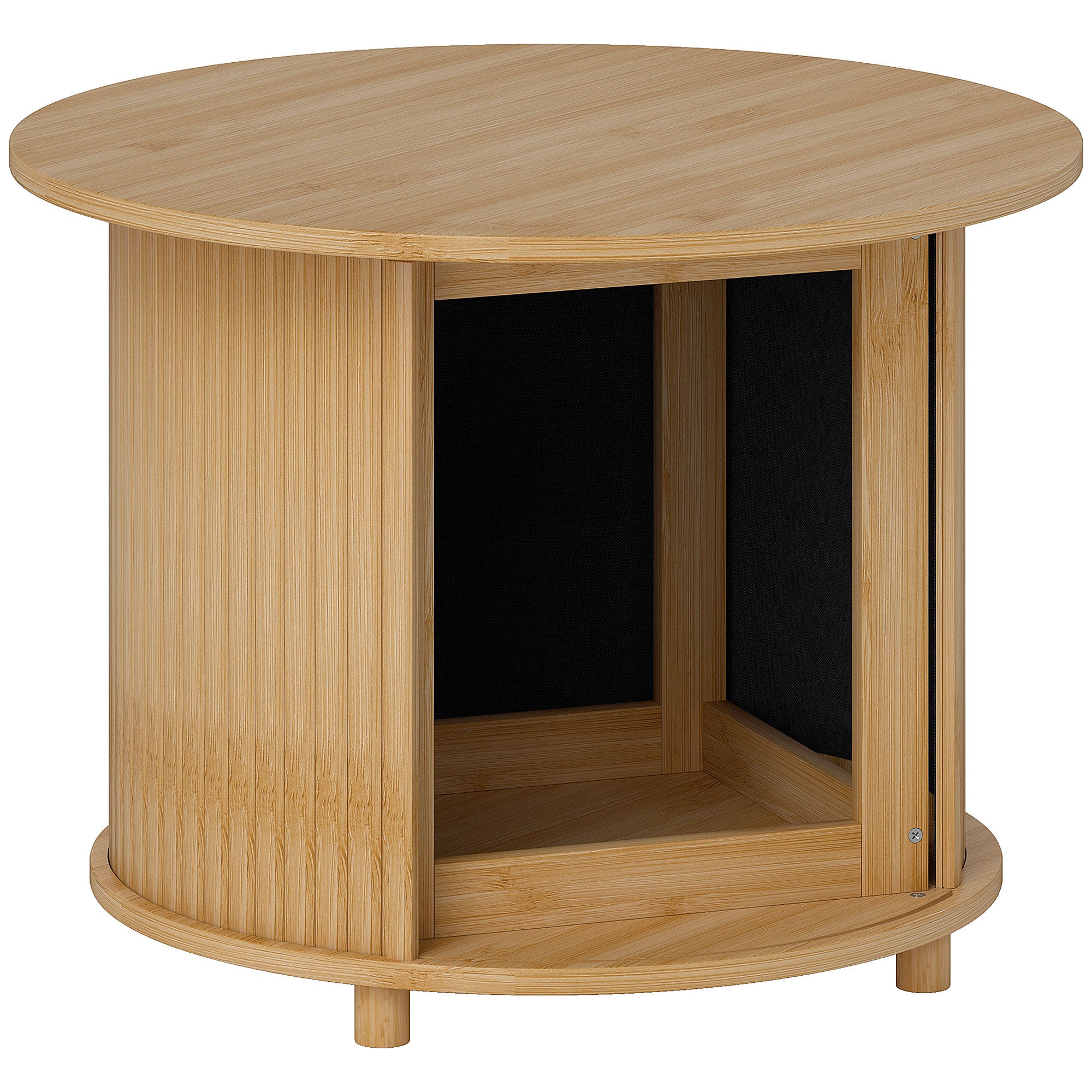 Table basse/de salon ronde en bambou avec rangement dissimulé et porte ...