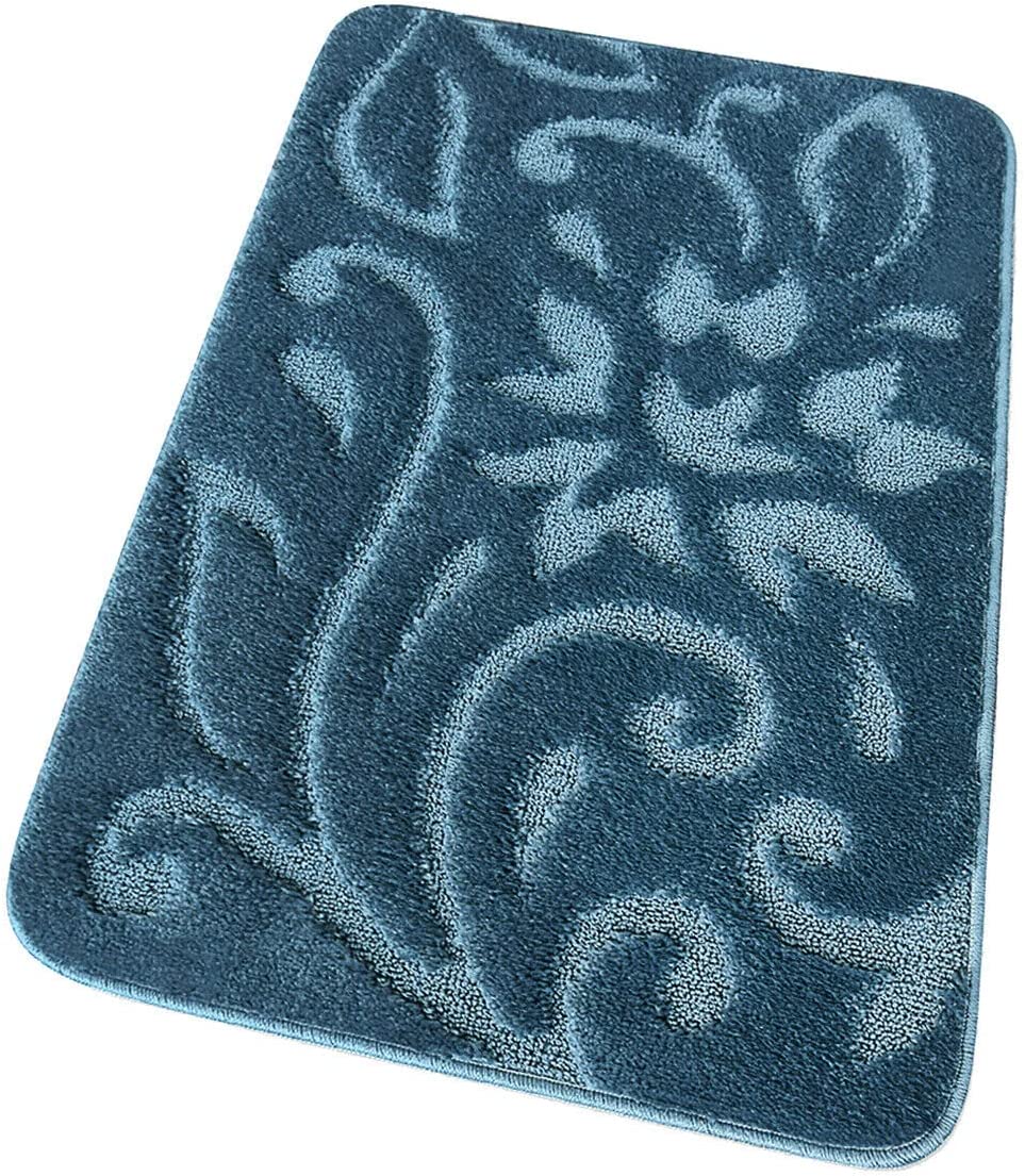 Mata łazienkowa Miękka Dywanik Przyłóżkowy Nowoczesny Elegancki Antypoślizgowy Chłonny Niebieski 55x90 cm