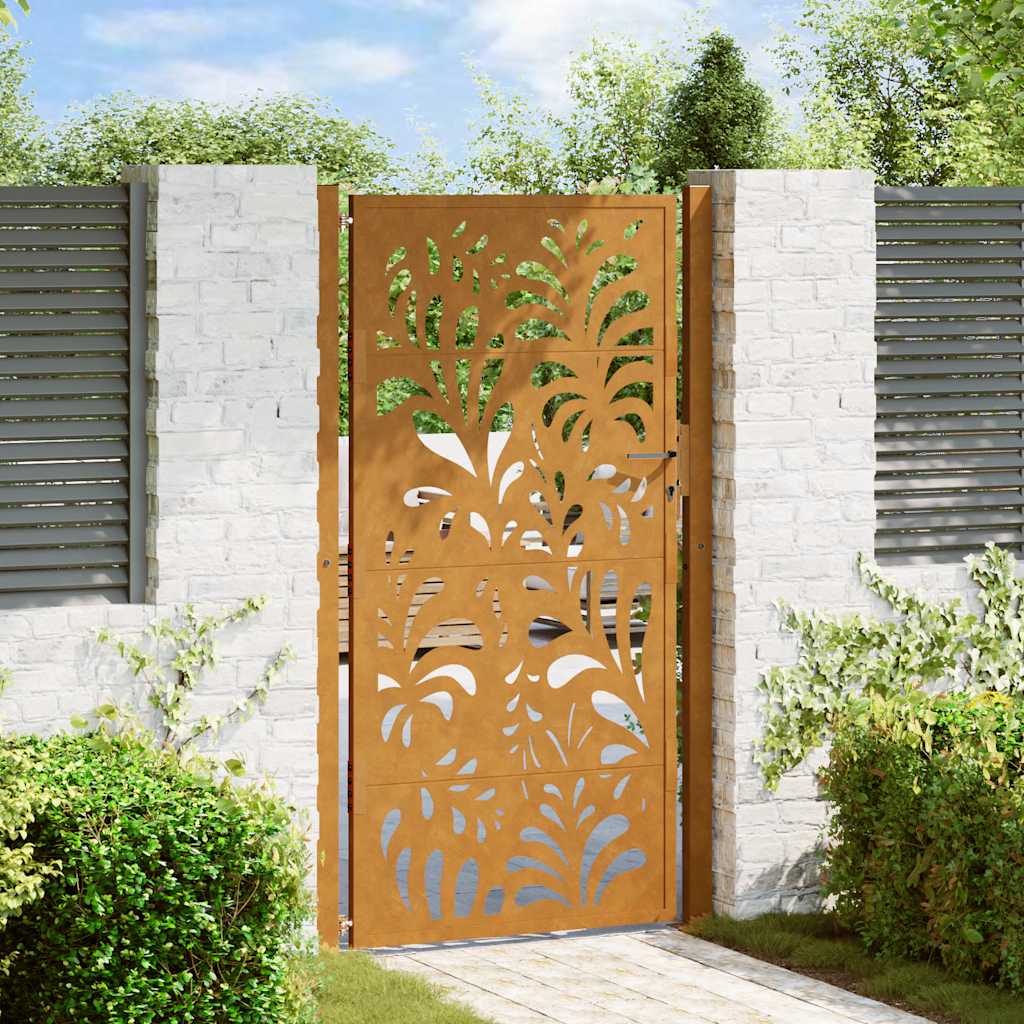 Vidaxl Puerta De Jardín 100X200 Cm De Acero Corten Con Diseño Ondulado Marrón , Leroy Merlin
