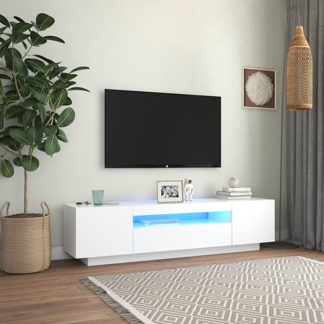 Móvel de TV | Armários para TV | Mueble TV com luzes LED 160x35x40 cm branco CFW74799