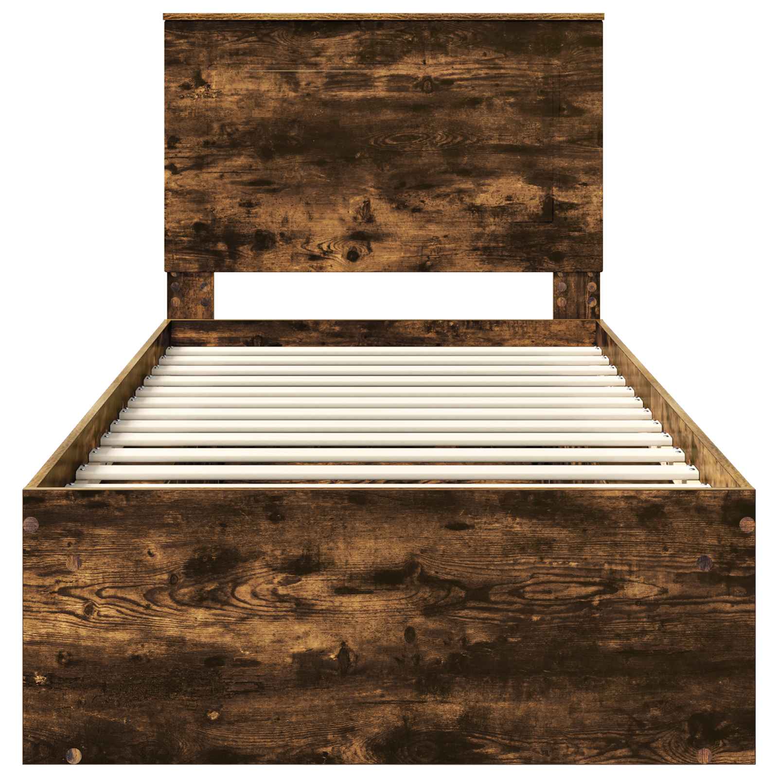 Cadre de lit uni chêne fumé 100 x 200 cm en bois de pin massif - 7