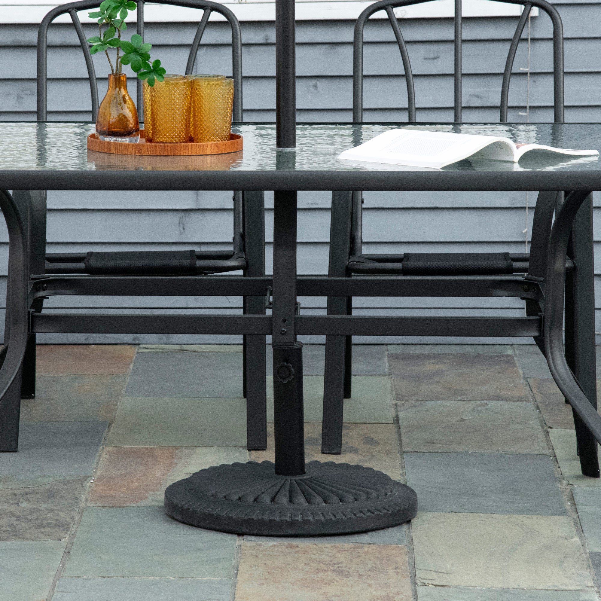 Base para Chapéu de Sol Outsunny Preto HDPE, Cimento e Aço Ø49x32cm - 2