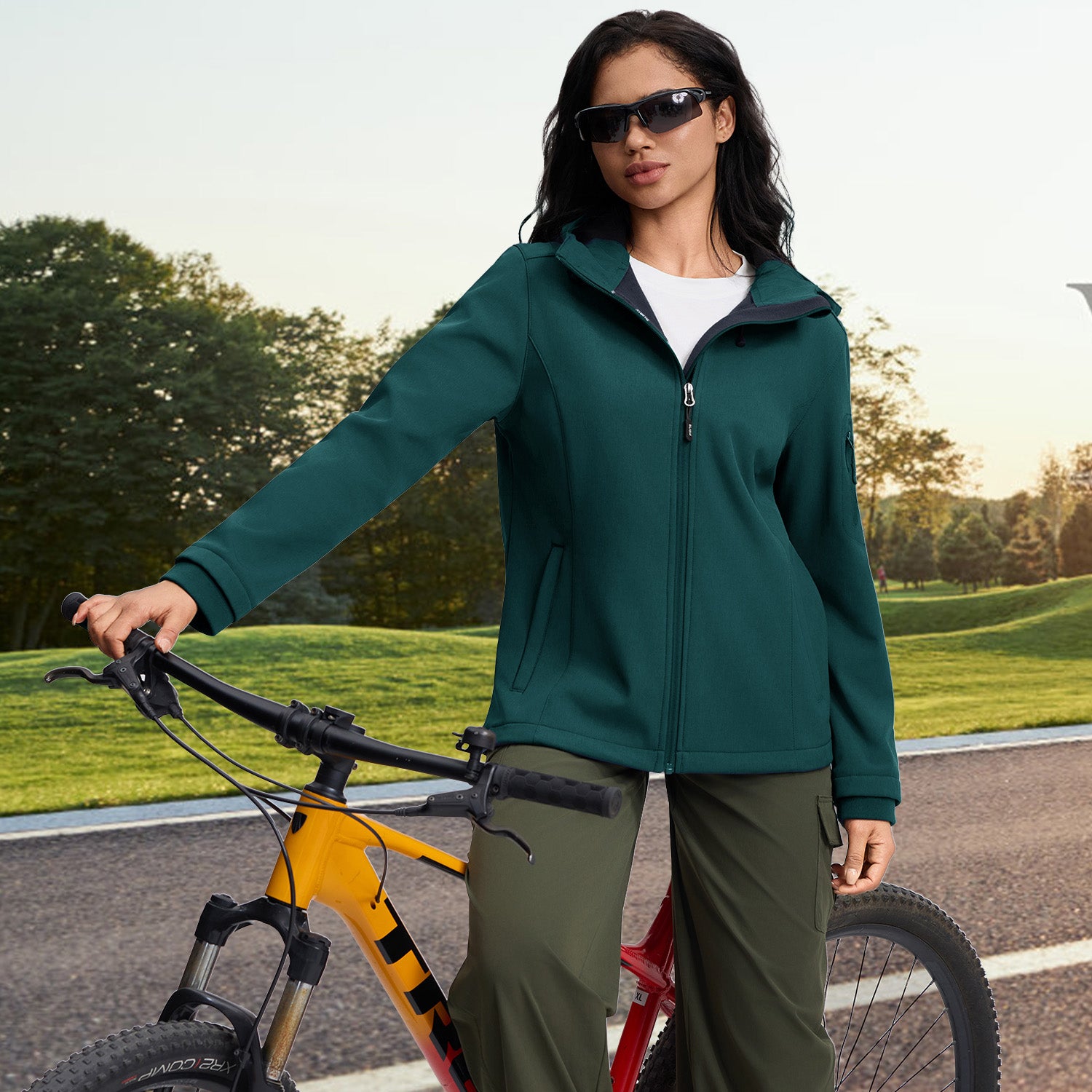 Veste de Travail Femme Taille L Blouson & Softshell - Imperméable, Anti-Vent, Fourré Chaud, Poches Multiples, Capuche - Vert - 6